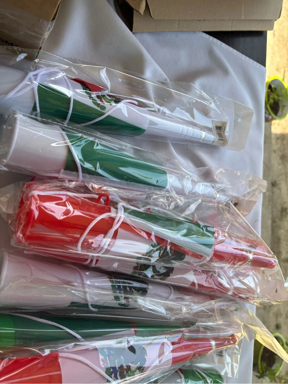 Festive Red and Green Party Horns -bundle of 3 pcs